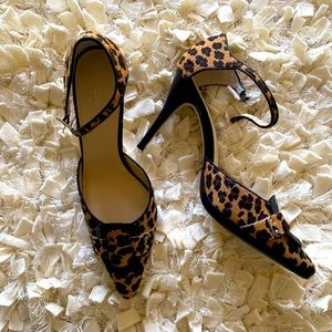 ✅NWOT Calvin Klein Leopard Print Heels with Ankle Strap Sz 10